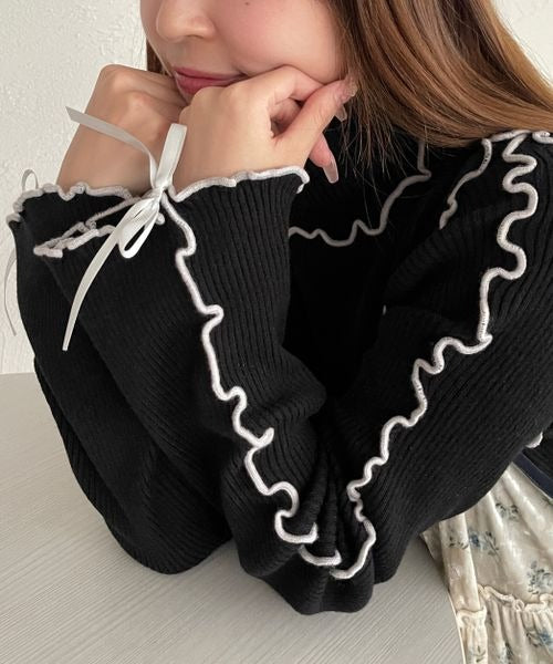 Kutir Ribbon 高領拼色 Knit