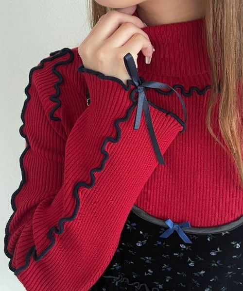 Kutir Ribbon 高領拼色 Knit