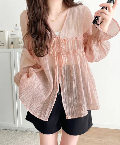 薄紗荷葉邊罩衫