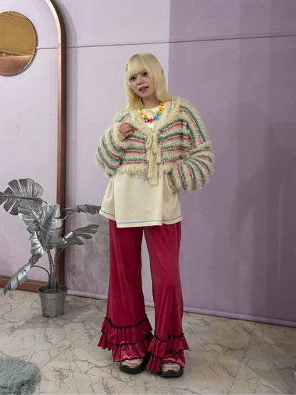 HELLO.SANFRANCISCO 2-Way Striped Cardigan with Ribbon - Image 41