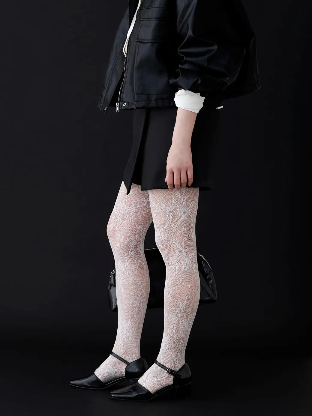 日本製 靴下屋 Lace flower tights