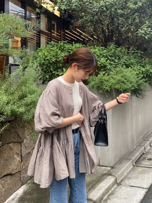 必入手‼️3 way balloon sleeve sheer shirt