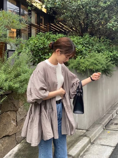 必入手‼️3 way balloon sleeve sheer shirt