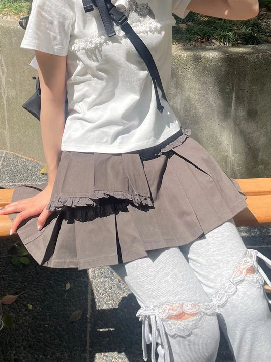 フリルレイヤードプリーツスカート