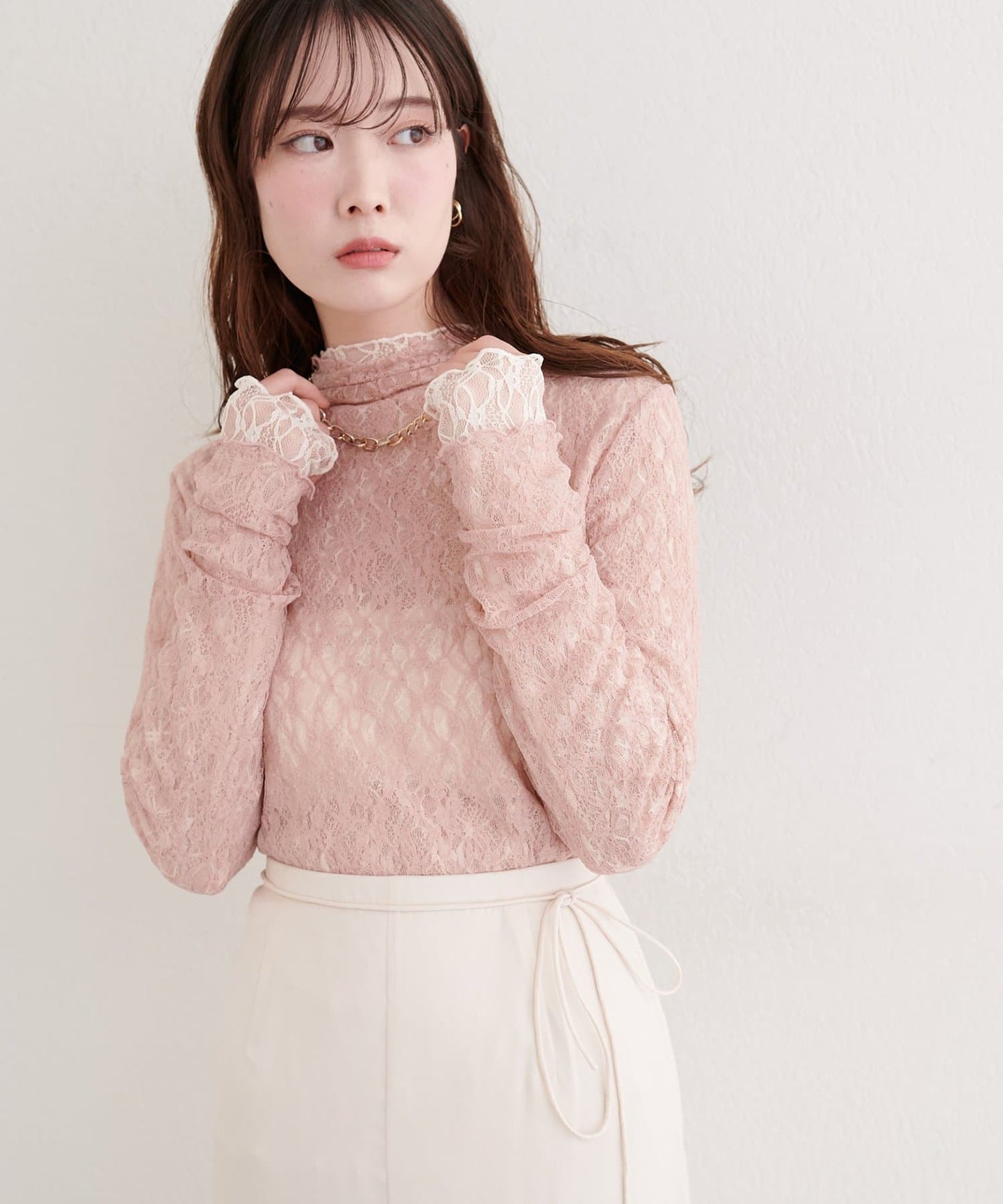 「高領 Version」natural couture 雙面兩色Lace Top