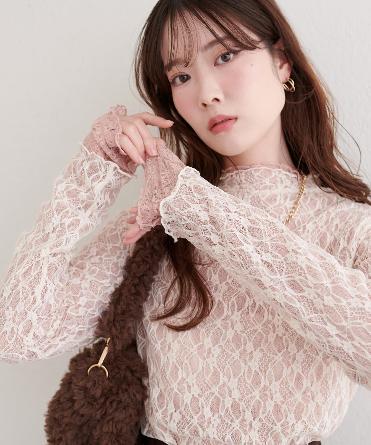 「高領 Version」natural couture 雙面兩色Lace Top