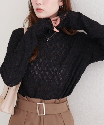 「高領 Version」natural couture 雙面兩色Lace Top