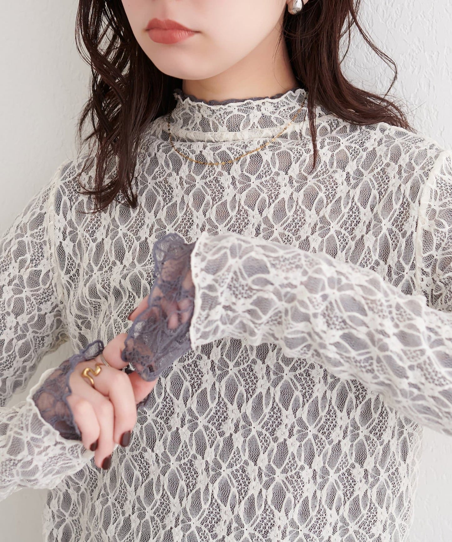 「高領 Version」natural couture 雙面兩色Lace Top