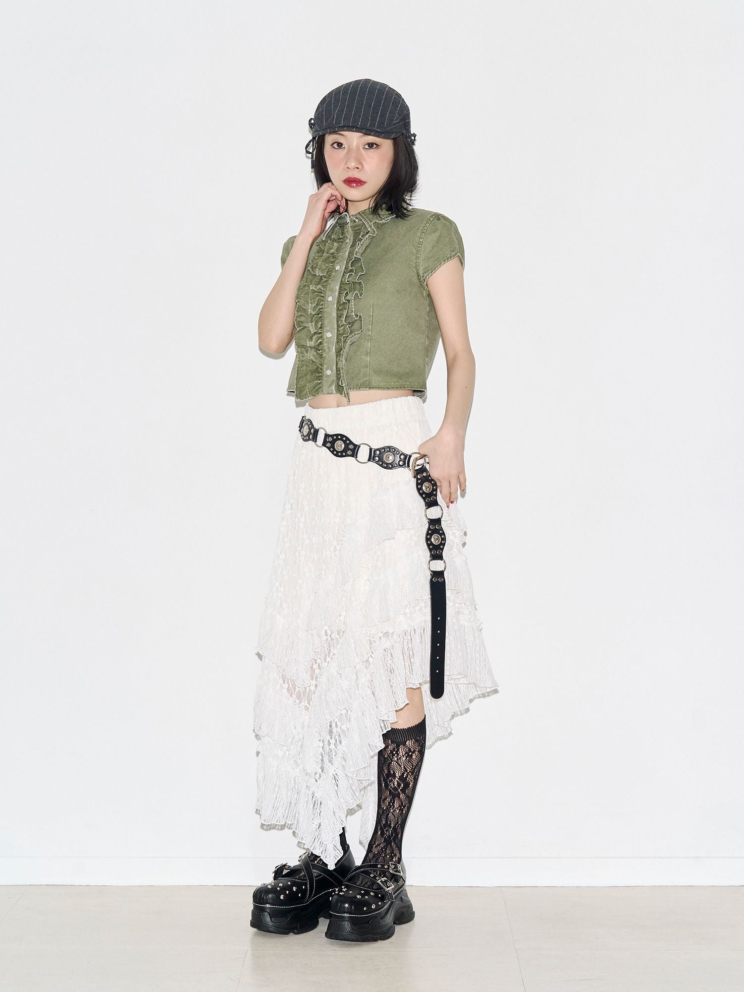 レース アシメロングスカート