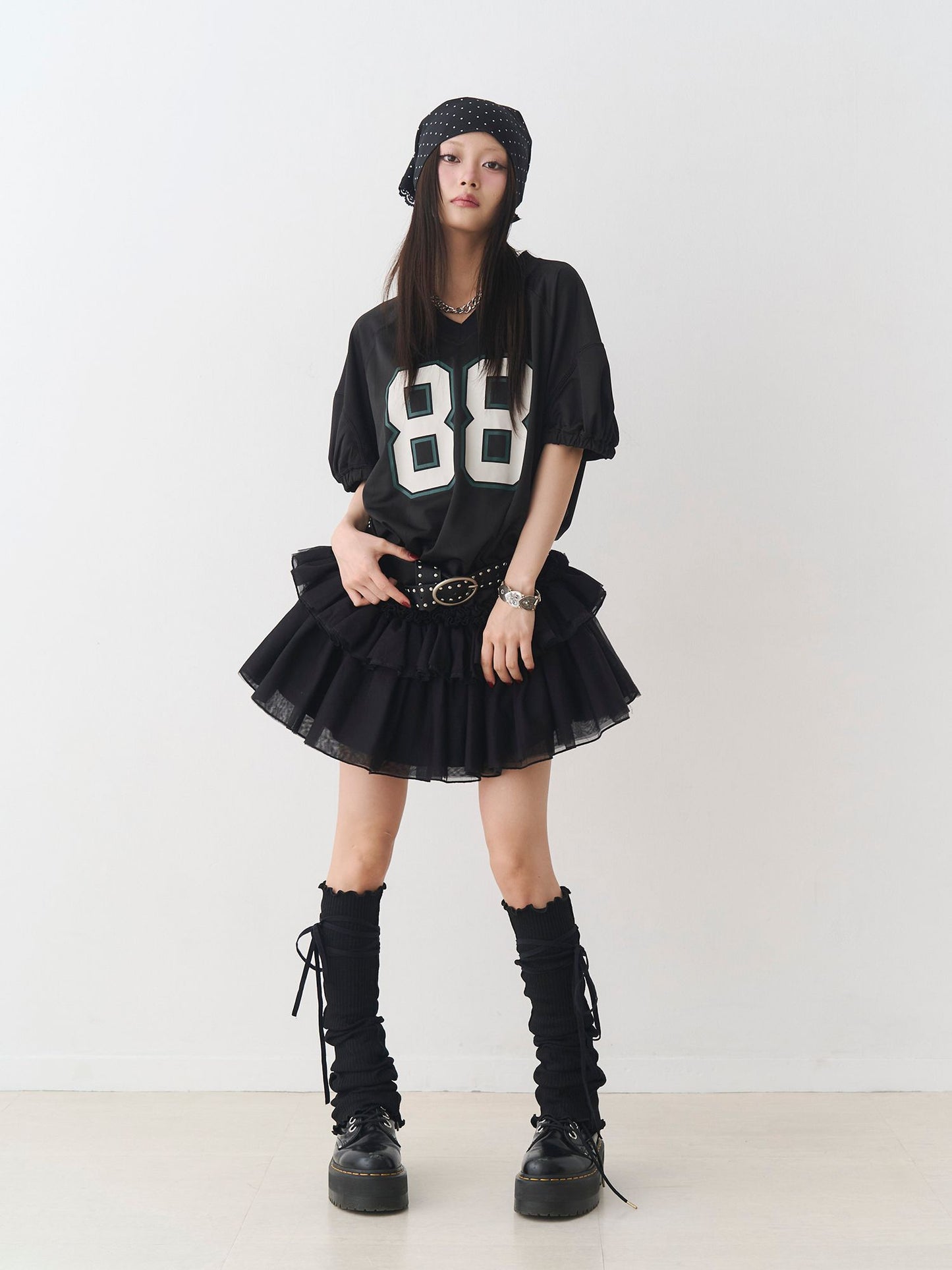 チュールフリルアメフトミニワンピース