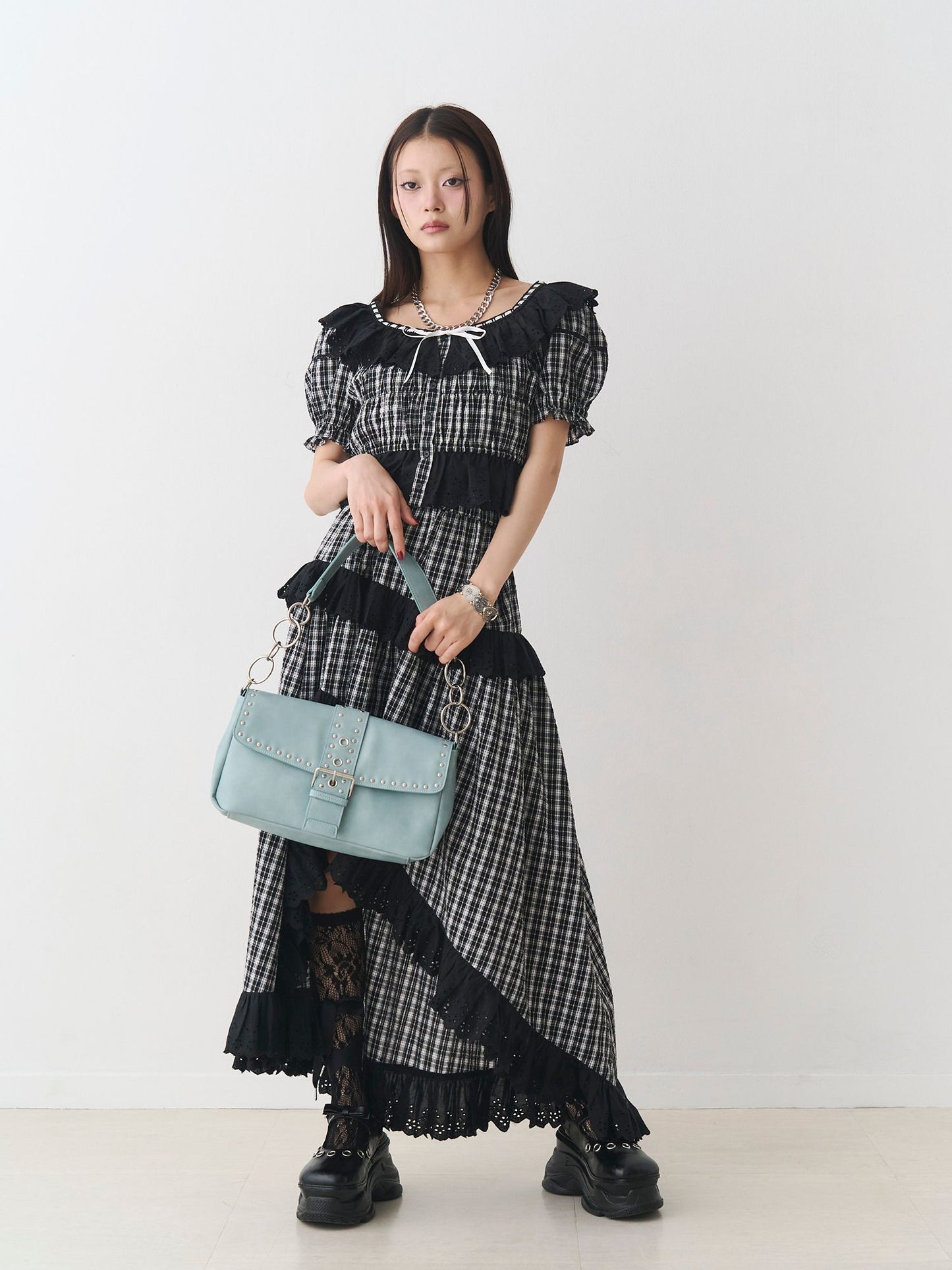 レースフリルアシメロングスカート
