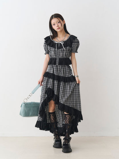 レースフリルアシメロングスカート