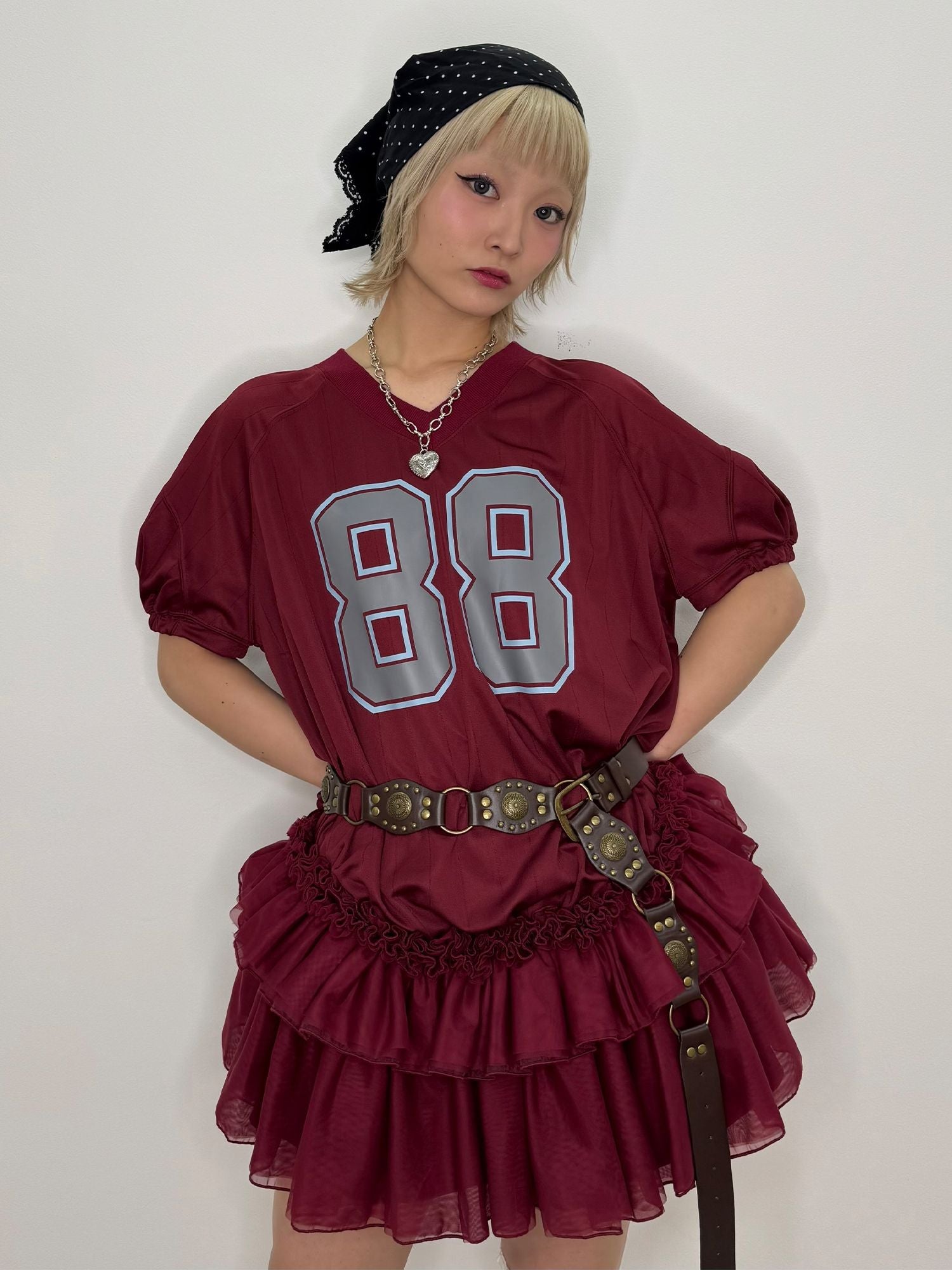チュールフリルアメフトミニワンピース