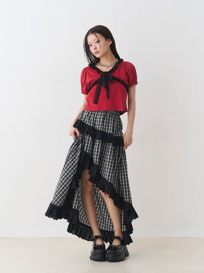 レースフリルアシメロングスカート