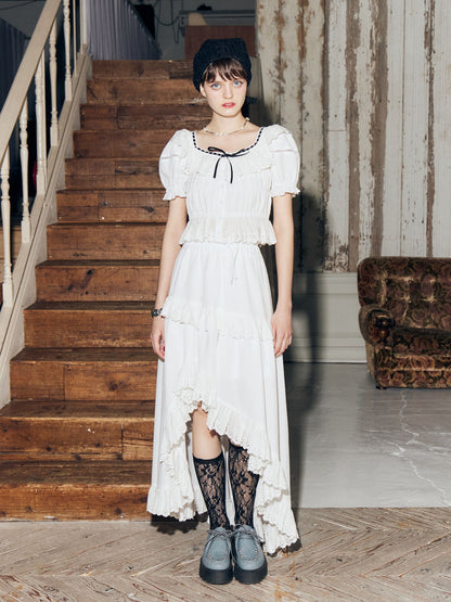 レースフリルアシメロングスカート