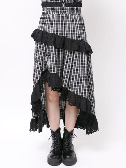 レースフリルアシメロングスカート