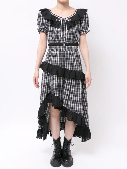 レースフリルアシメロングスカート