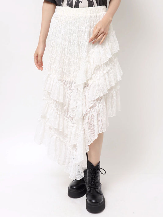 レース アシメロングスカート