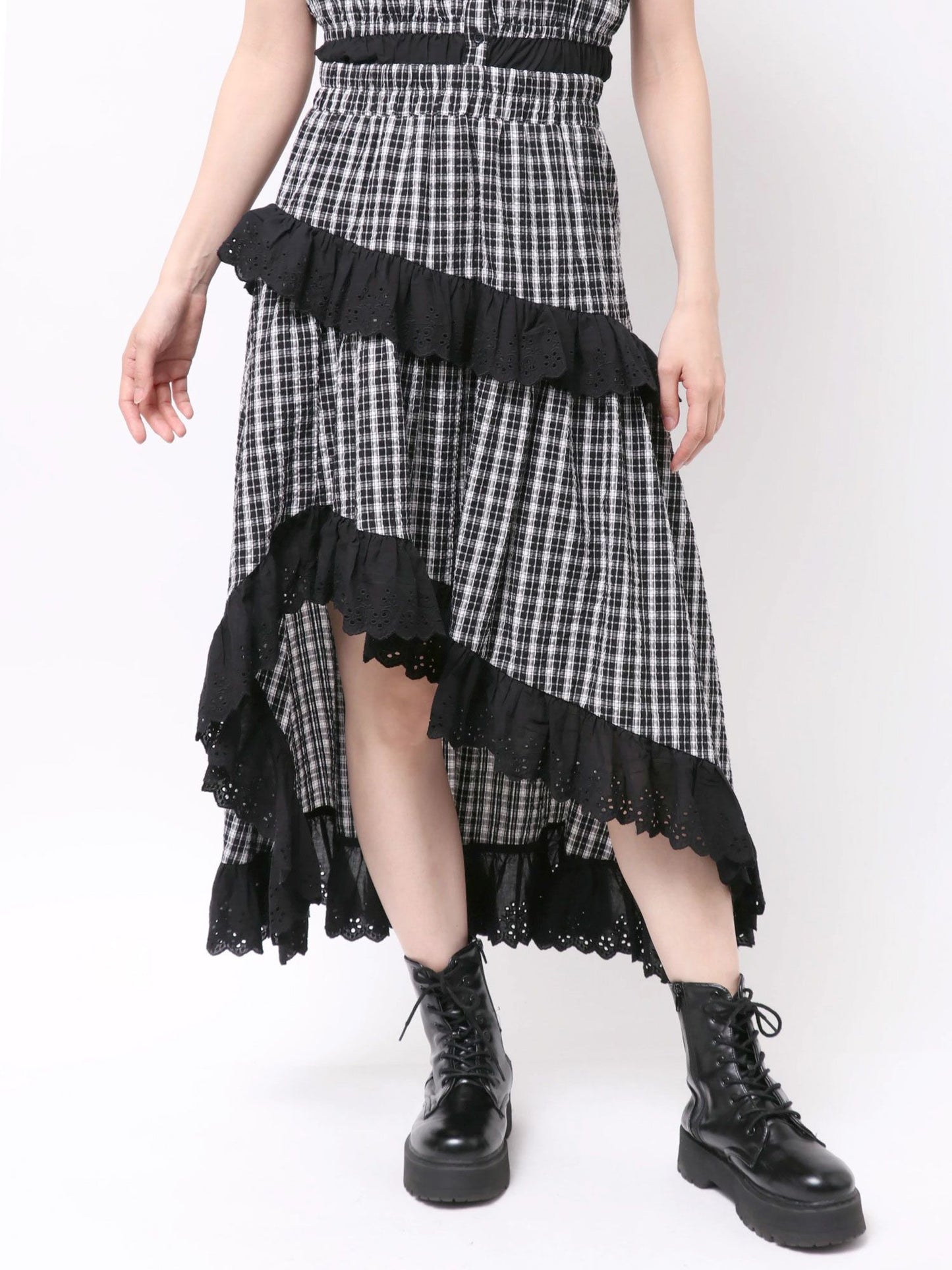 レースフリルアシメロングスカート