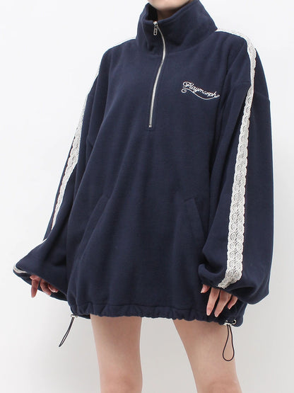 ハーフZIPルーズフリースプルオーバー
