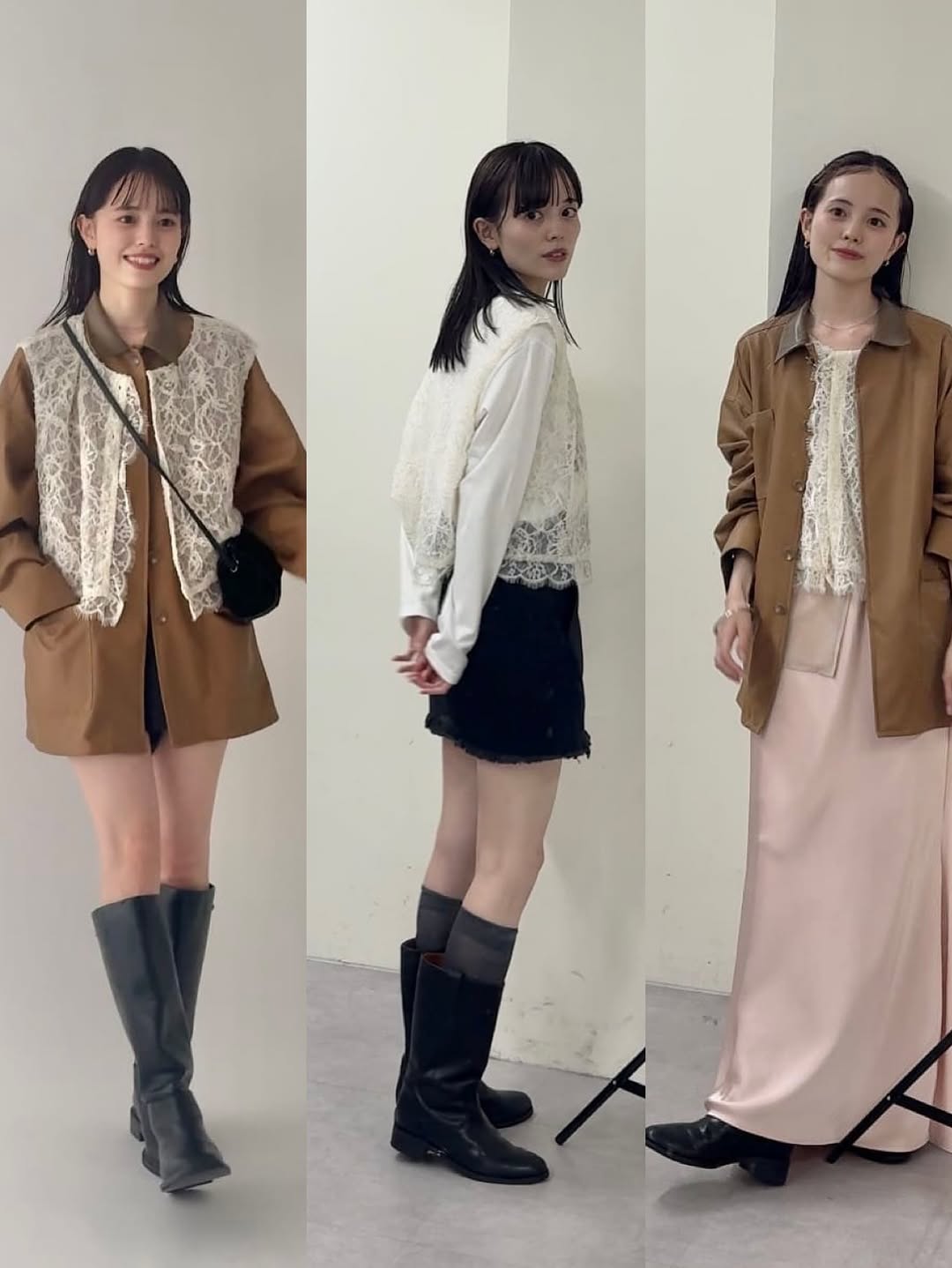 [2件SET] mystic Multi-way lace layered jacket