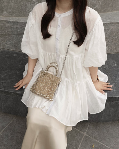 必入手‼️3 way balloon sleeve sheer shirt