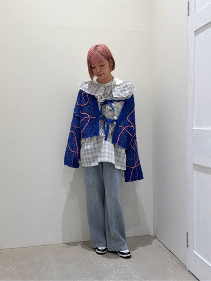 HELLO.SANFRANCISCO Wavy Mesh Ribbon Cardigan - Image 36