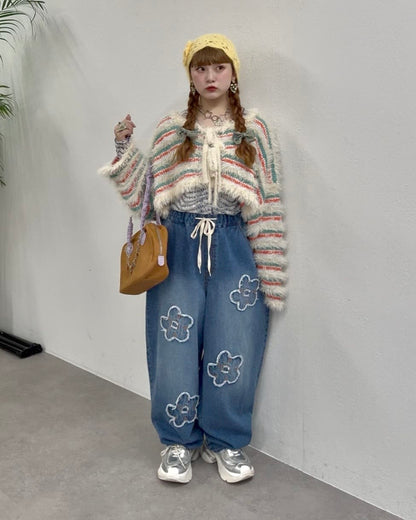 HELLO.SANFRANCISCO 2-Way Striped Cardigan with Ribbon - Image 45