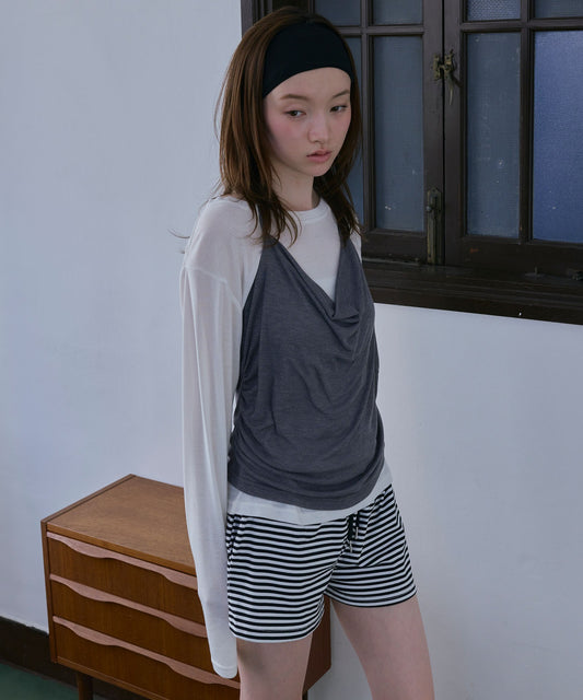 🇯🇵 [1Set2件] 露背吊帶背心+薄紗長Tee - Image 1