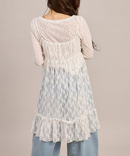 Lace drawstring cami tunic