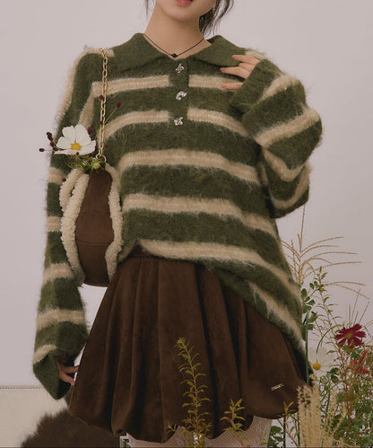 loin nuit striped pattern button knit - Image 1