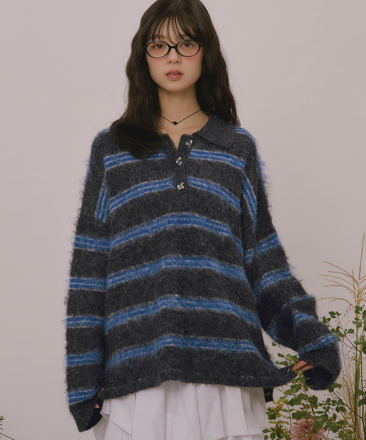 loin nuit striped pattern button knit - Image 10