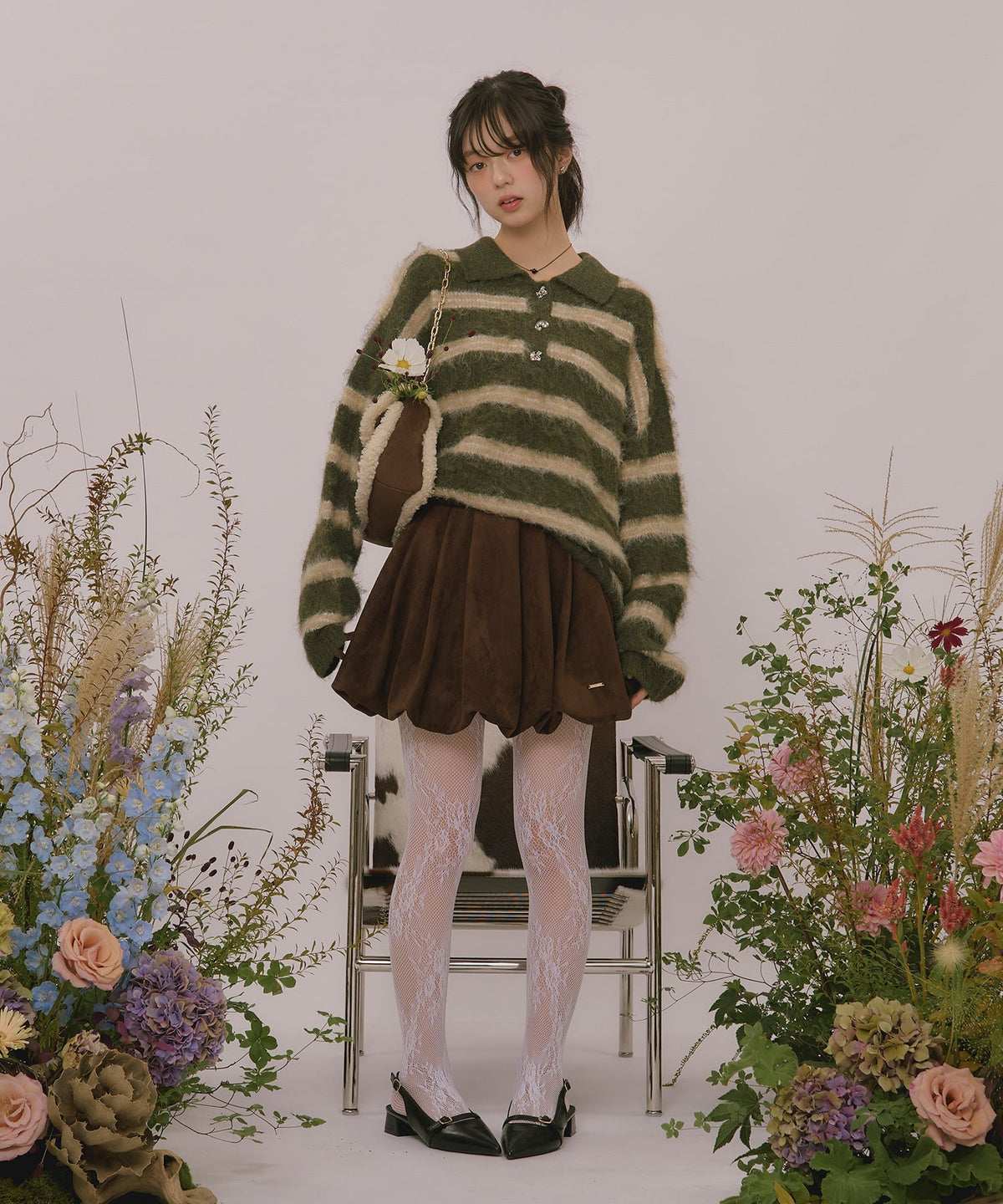 loin nuit striped pattern button knit - Image 104