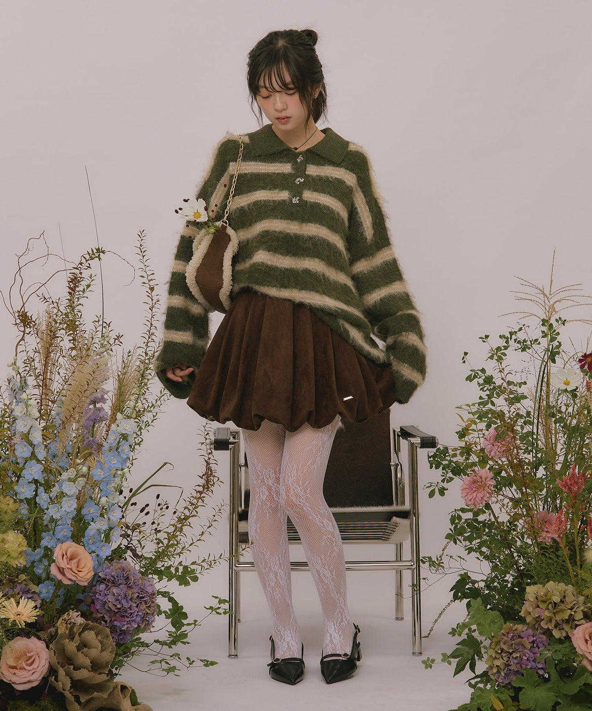 loin nuit striped pattern button knit - Image 106