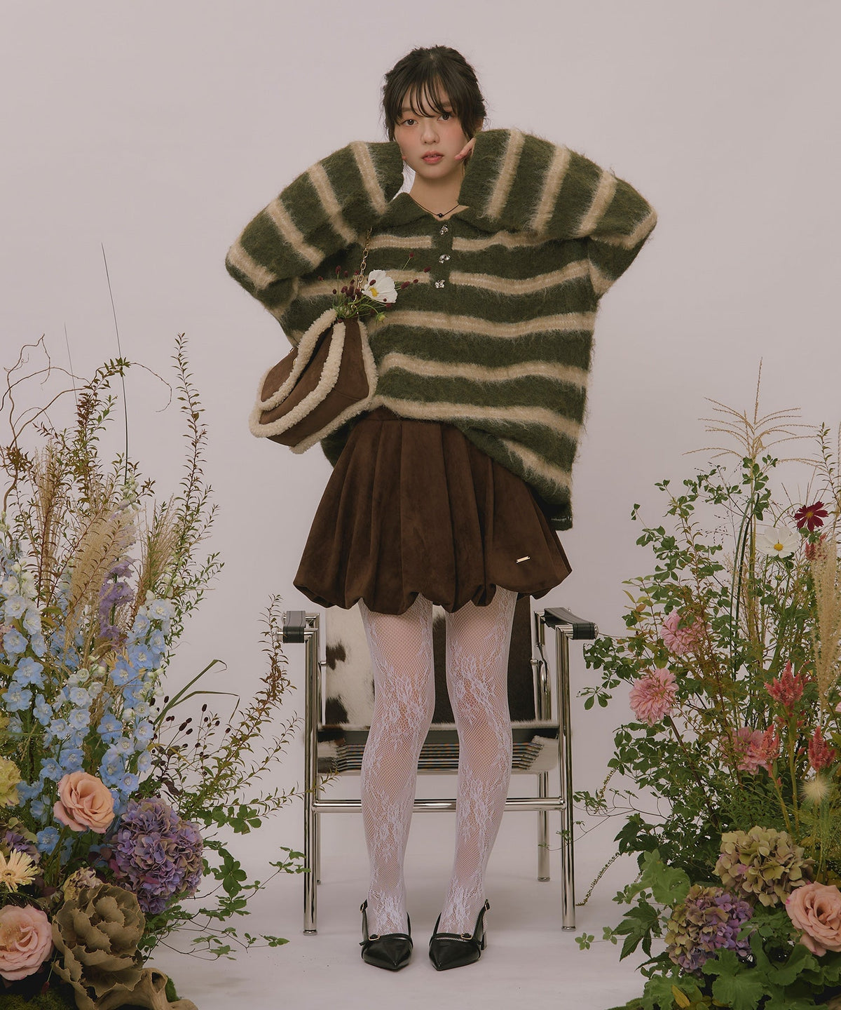 loin nuit striped pattern button knit - Image 107