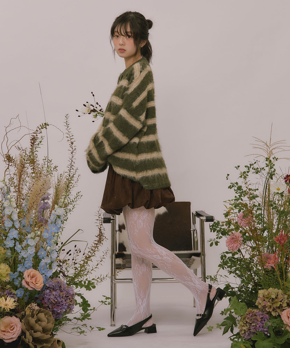 loin nuit striped pattern button knit - Image 108