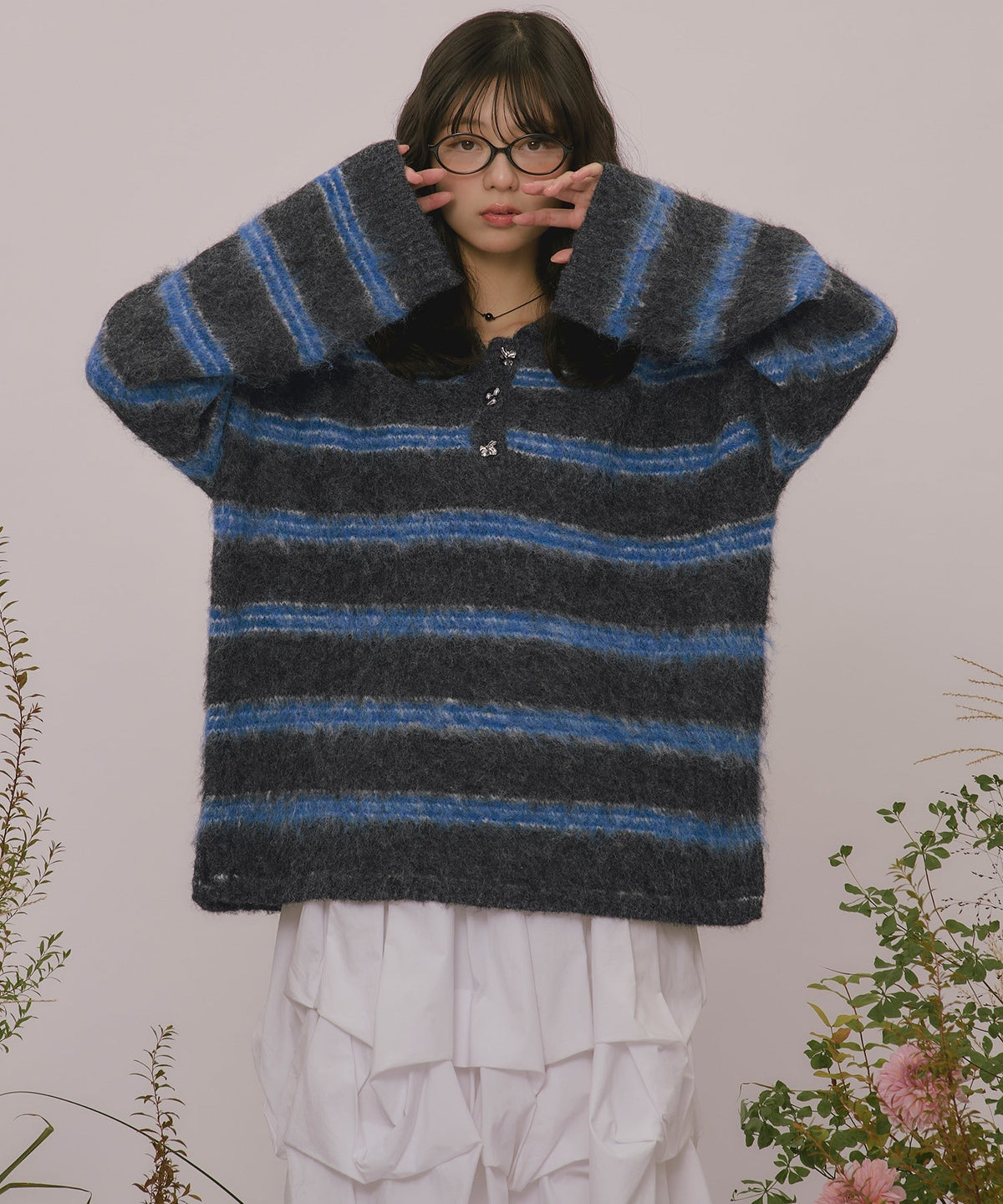 loin nuit striped pattern button knit - Image 11
