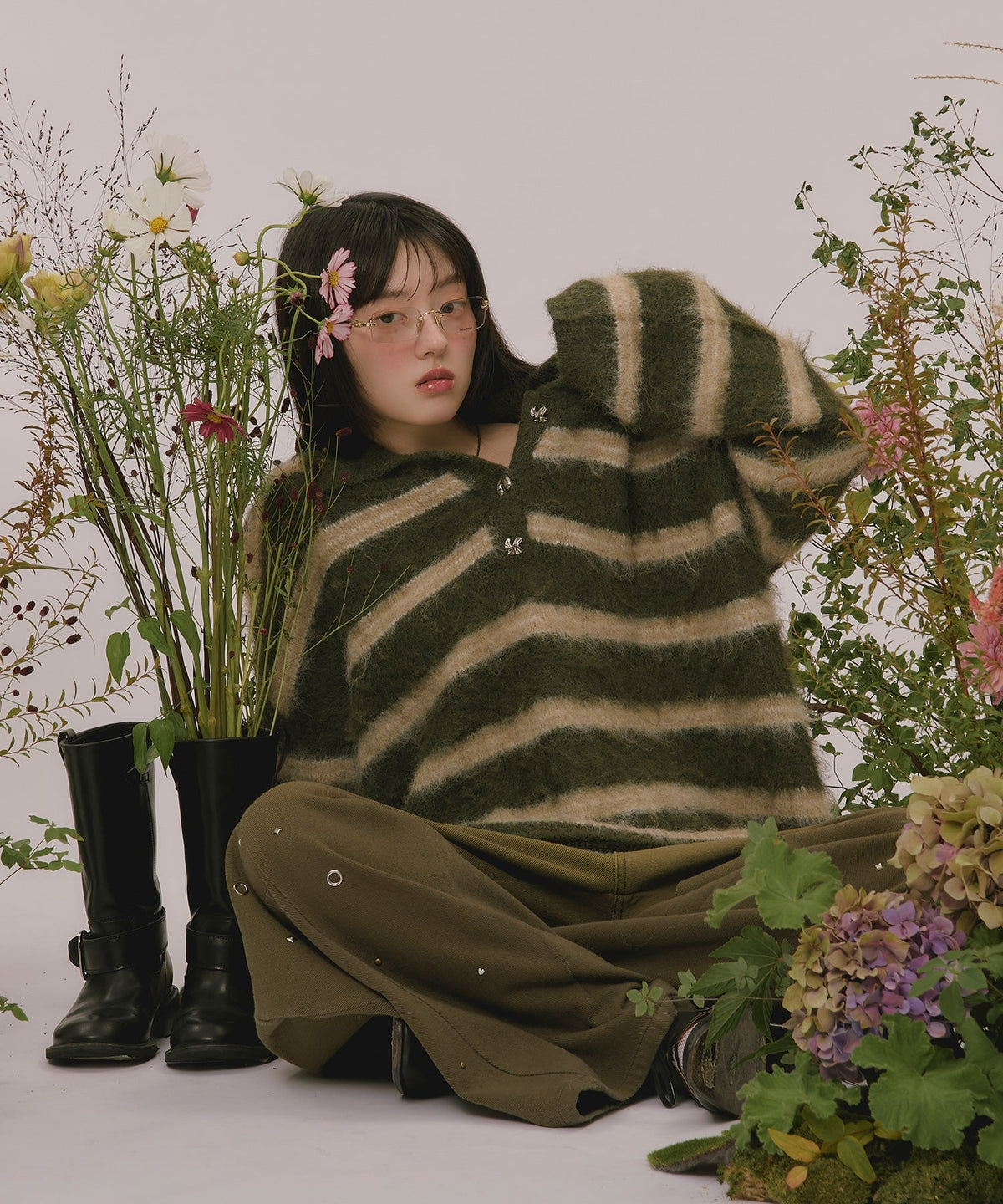 loin nuit striped pattern button knit - Image 110