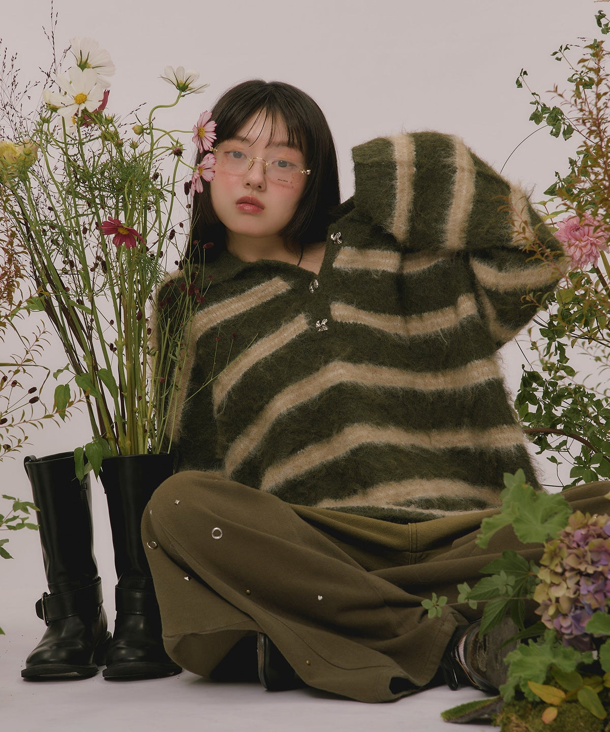 loin nuit striped pattern button knit - Image 111