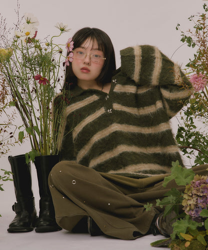 loin nuit striped pattern button knit - Image 111