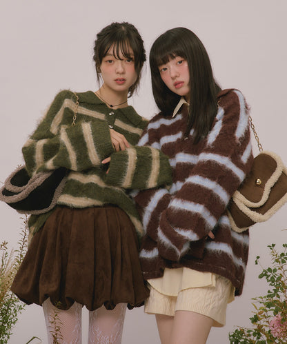 loin nuit striped pattern button knit - Image 116