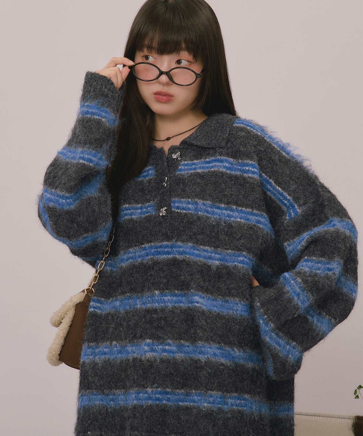 loin nuit striped pattern button knit - Image 2