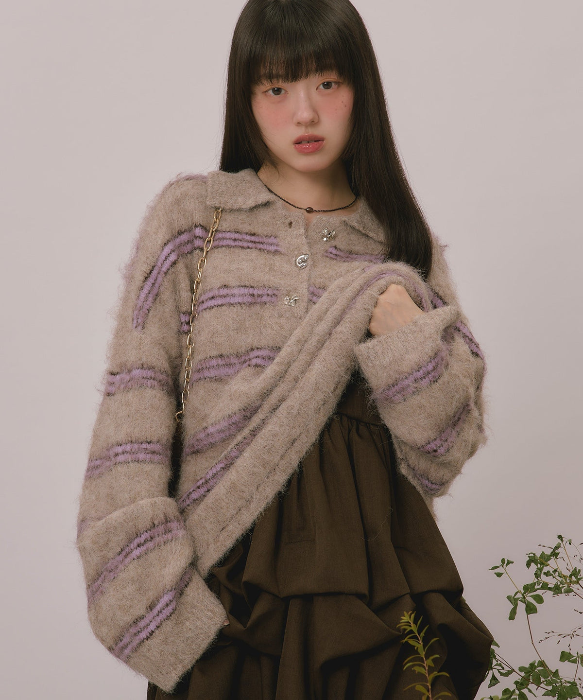 loin nuit striped pattern button knit - Image 3