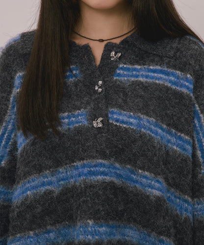 loin nuit striped pattern button knit - Image 38