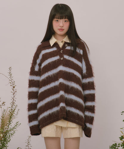 loin nuit striped pattern button knit - Image 4