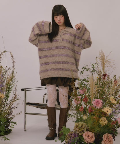 loin nuit striped pattern button knit - Image 41