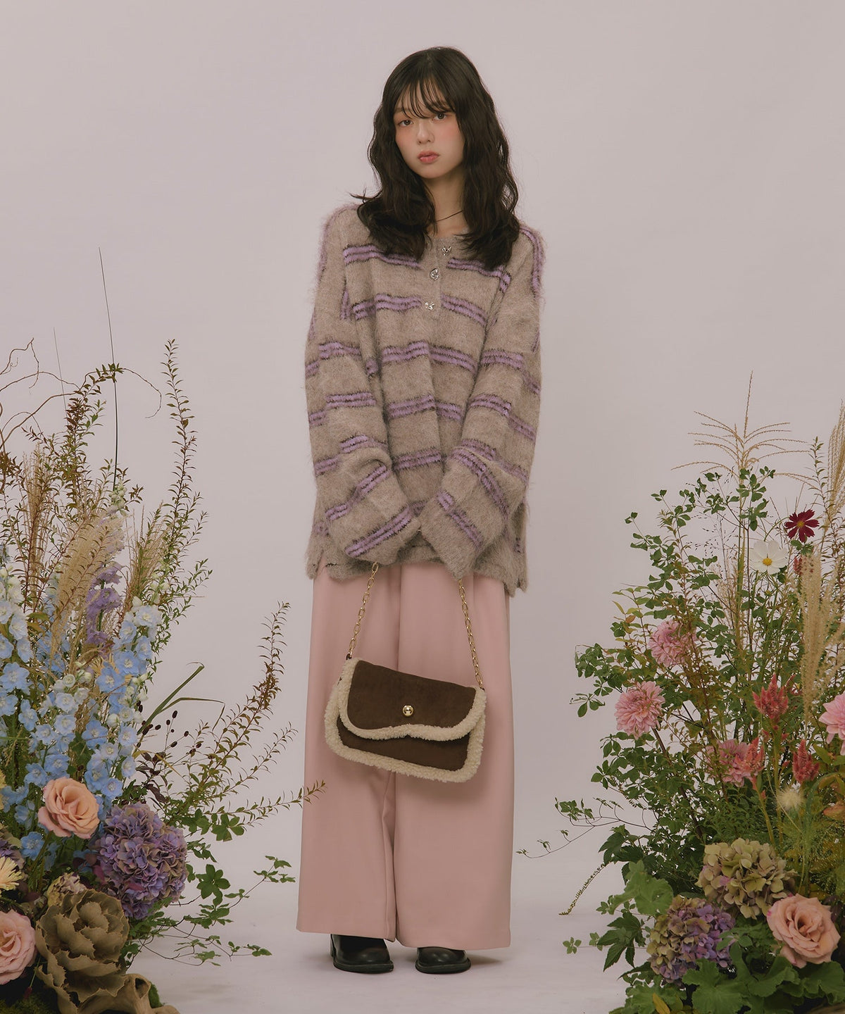 loin nuit striped pattern button knit - Image 46