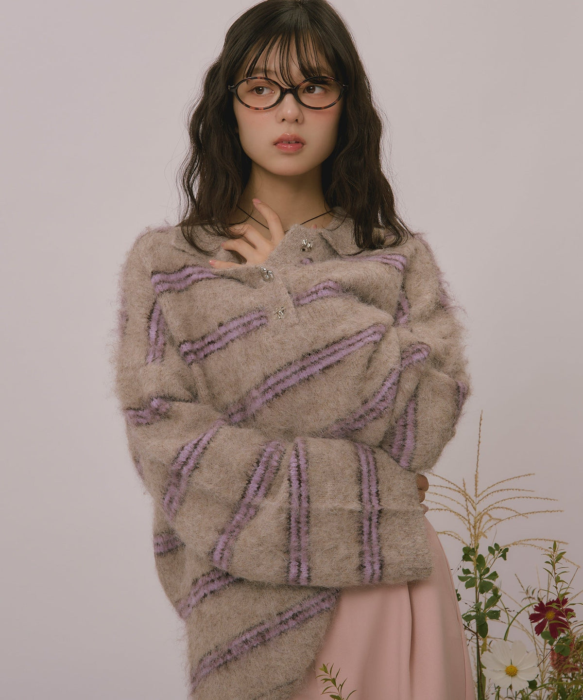 loin nuit striped pattern button knit - Image 52