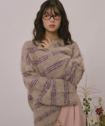 loin nuit striped pattern button knit - Image 52