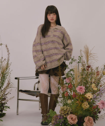 loin nuit striped pattern button knit - Image 53